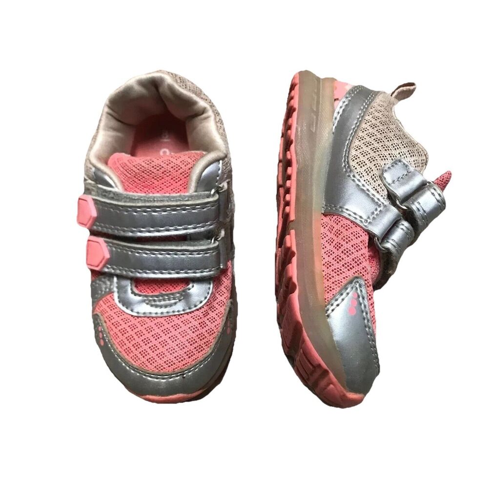 Carters pink and silver light up sneakers size 8